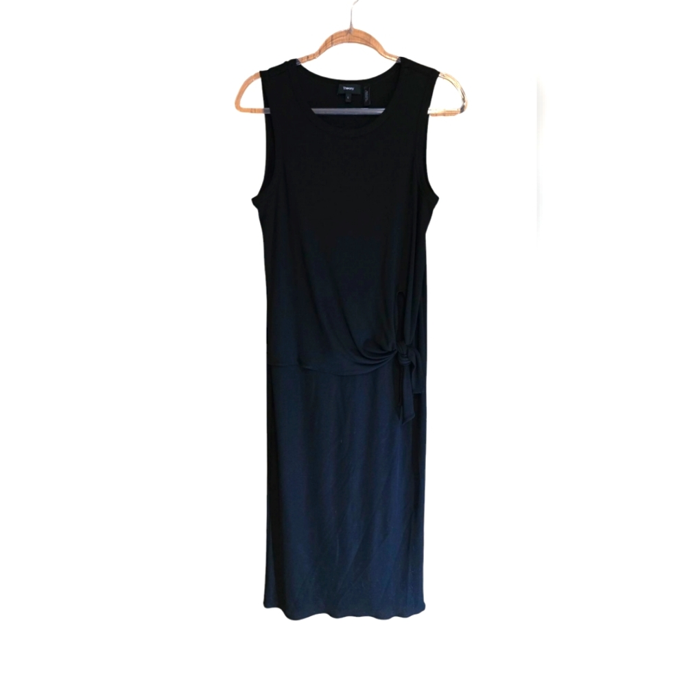 Theory Black Dress With Tie At The Hip Size Small